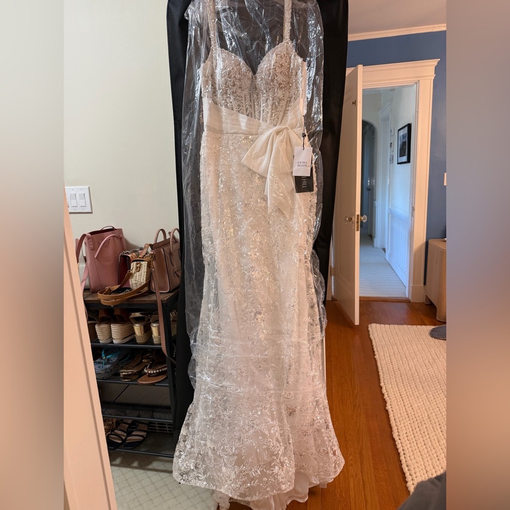 Sherri Hill Ivory Sparkle Lace Dress - Picture 5 of 6